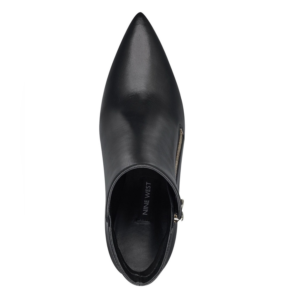Nine West Black Ankle Boots with Gold Zipper - Picture 3 of 14